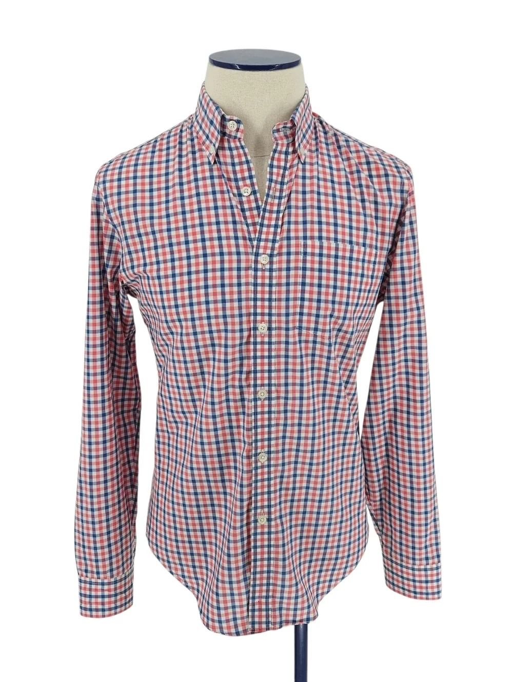 J.CREW Lightweight Shirt Gingham Plaid Long Sleeve Button Up Collared Mens Small